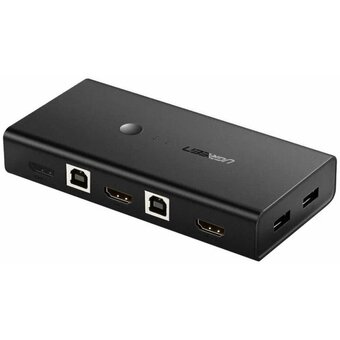  KVM-переключатель UGREEN CM200 50744 HDMI Switch Box 2 In 1 Out KVM Switching Black 