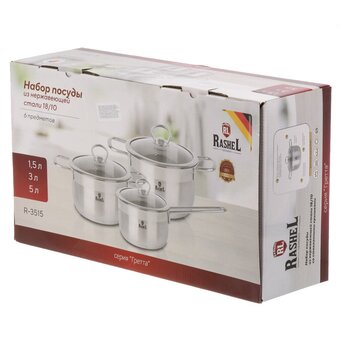  Набор кастрюль Rashel R-3515 Гретта 6 предметов 
