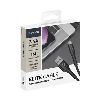  USB кабель Deppa 72515 Armor USB-Micro USB Black (1м) 
