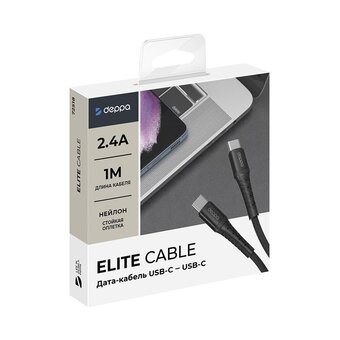  USB кабель Deppa 72518 Armor USB Type-C-USB Type-C, Black (1м) 