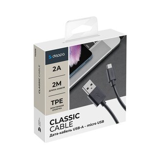  USB кабель Deppa 72205 USB-Micro USB Black (2м) 