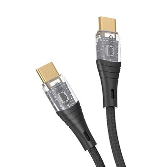  USB кабель Deppa 72502 Crystal USB Type-C-USB Type-C 60W, Black (1м) 