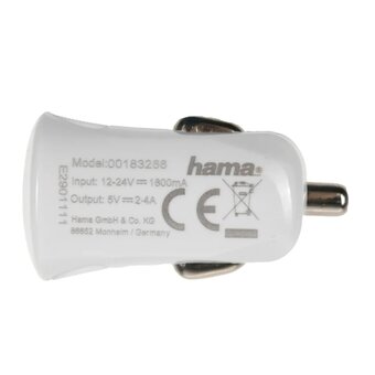  Комплект зарядного устройства HAMA H-183266, USB, 8-pin Lightning (Apple), 2.4A, белый 