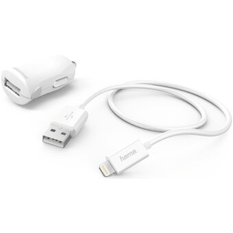  Комплект зарядного устройства HAMA H-183266, USB, 8-pin Lightning (Apple), 2.4A, белый 