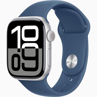  Smart-часы Apple Watch Series 10 MWWC3LW/A 42мм OLED корп.серебристый Sport Band рем.синий разм.брасл. 150-200мм 
