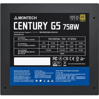  Блок питания MONTECH Century Gold G5, 750Вт, 120мм, retail 