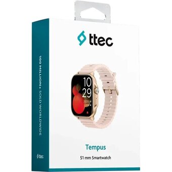  Smart-часы TTEC Tempus 51mm (2SW03RA) TFT Screen Rectangular Metal Casing Smart Watch Pink Gold 