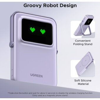  Внешний аккумулятор UGREEN PB571 (35606) 5000mAh Magnetic Wireless Power Bank Purple 