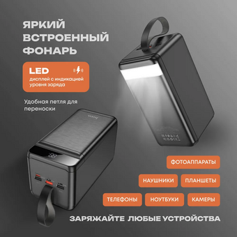  Аккумулятор внешний резервный HOCO DB61 Jade 22.5W fully compatible power bank 90000mAh черный 