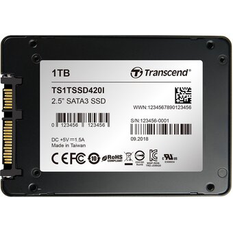  SSD Transcend 420I TS1TSSD420I, 1024GB, 2.5" 7mm, SATA3, MLC, R/W 530/470MB/s, IOPs 75 000/75 000, TBW 2940, DWPD 2.6 