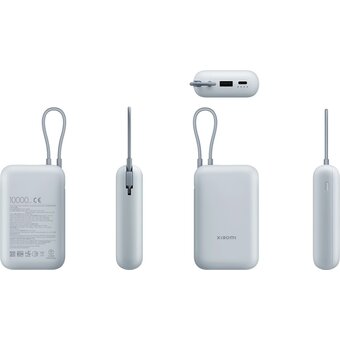  Внешний аккумулятор Xiaomi BHR9073GL 10000mAh встроенный кабель GL P15ZM Ледяной синий 