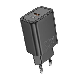  Адаптер Сетевой Hoco N63 Gentle PD+QC3.0 USB/Type-C 30W (black) (238946) 
