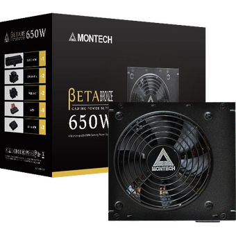  Блок питания Montech Beta 650W / ATX 2.43, APFC, 80 Plus Bronze, Japan main caps, 120mm fan, non-modular 