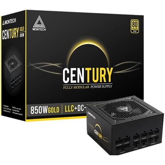  Блок питания Montech Century 850W / ATX 2.43, APFC, 80 Plus Gold, Full Bridge LLC, DC-DC, Japan caps, 120mm fan, full modular 