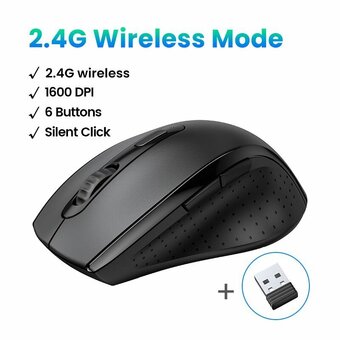  Мышь UGREEN M511 (45012) Ergonomic Contoured-Shape Design Wireless Mouse 2.4 GHz Black 