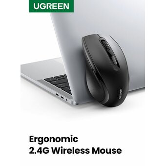  Мышь UGREEN M511 (45012) Ergonomic Contoured-Shape Design Wireless Mouse 2.4 GHz Black 