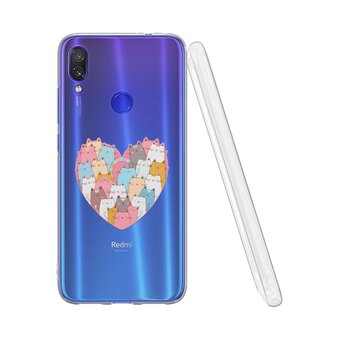  Силиконовый чехол DesignOnCase для Redmi Note 7 (Редми 7), Сердце и коты 
