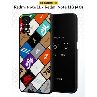  Силиконовый чехол DesignOnCase для Redmi Note 11 (Редми Нот 11), Логотипы найк 