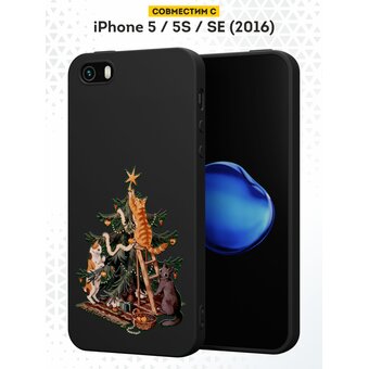  Силиконовый чехол DesignOnCase для iPhone 5/5s/SE (Айфон 5, 5с и СЕ), Украшаем елку 