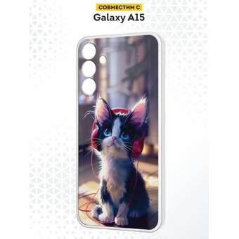  Силиконовый чехол DesignOnCase для Galaxy A15 (Галакси А15), Кот и музыка 