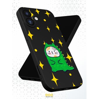  Силиконовый чехол DesignOnCase для iPhone 16 (Айфон 16), Кот-динозавр 