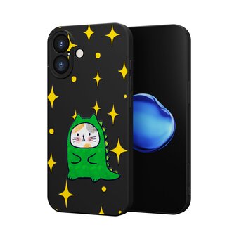  Силиконовый чехол DesignOnCase для iPhone 16 (Айфон 16), Кот-динозавр 