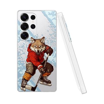  Силиконовый чехол DesignOnCase для Galaxy S25 Ultra (Галакси С25 Ультра), Волк хоккеист 