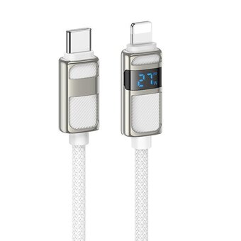  Кабель HOCO U137 Line PD charging data cable with display IP - White 