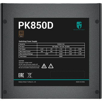  Блок питания Deepcool GamerStorm PK850D (ATX 2.4, 850W, PWM 120mm fan, Active PFC+DC to DC, 80+ Bronzer) RET 