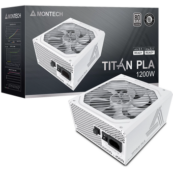  Блок питания Montech Titan PLA 1200W (TIX0126) / ATX 3.1, APFC, 80 Plus Platinum, Japan caps, 135mm fan, full modular 