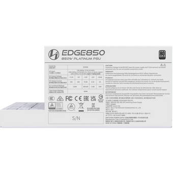  Блок питания Lian Li EG0850 (G9P.EG0850.WE00.RU) / White / ATX 3.1, 850W, 80 Plus Platinum, PCIe 5.1, APFC, USB HUB, 120mm FDB Fan, Fully Modular 