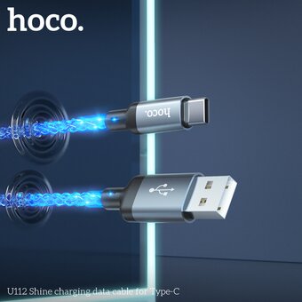  Дата-кабель HOCO U112 Shine charging,Type-C (серый) 