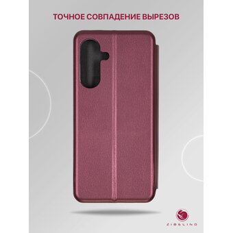  Чехол книжка Book для Samsung Galaxy A36 (5G), A56 (5G) с объемным рисунком, покрытие лак, противоударный, с магнитом, бордовый с принтом ВИШНИ (Самсунг Галакси А36 А56 А366 А566) 