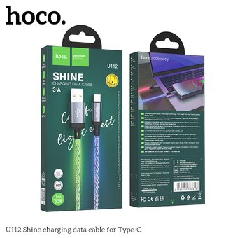  Дата-кабель HOCO U112 Shine charging,Type-C (серый) 