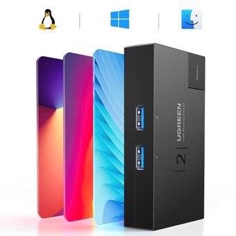  Переключатель UGREEN CM618 15149 USB 3.0 Sharing Switcher 2 In 1 Out Black 