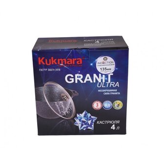 Кастрюля KUKMARA Кгои42а а/пр литая 4,0л стекл/кр Granit ultra original индукция 
