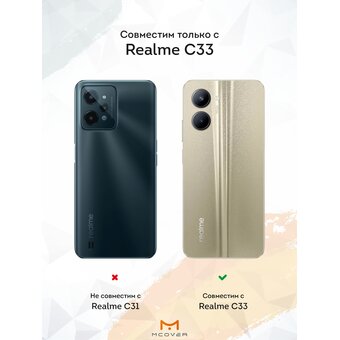  Силиконовый чехол Mcover для Realme C33 (Реалми Ц33), Волк с оскалом 