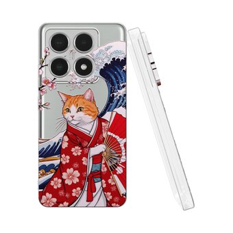  Силиконовый чехол Mcover для Xiaomi 14T Pro (Сяоми 14Т Про), Кот с веером 