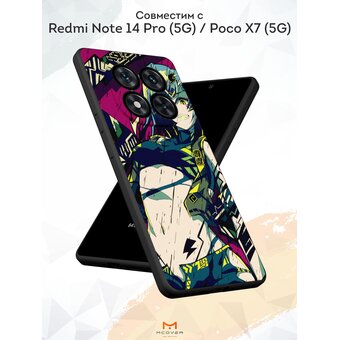  Силиконовый чехол Mcover для Redmi Note 14 Pro (5G) / Poco X7 (5G) (Редми Нот 14 Про 5Джи и Поко Икс7 5Джи), Девушка-демон, аниме 