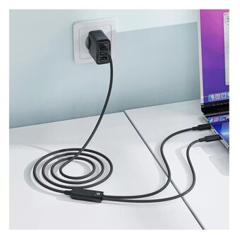 Кабель ACEFAST AF-C5-11-BK USB-C 2-in-1 100W USB-C to 2xUSB-C 100W Charging Data Cable 0.8m/0.4m Black 