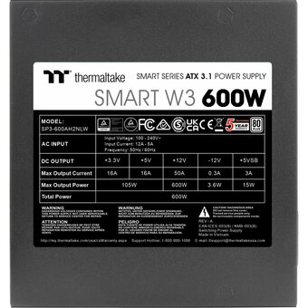  Блок питания Thermaltake Smart W3 600 (PS-SPW-0600NNFAWE-1) 