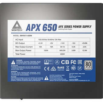  Блок питания MONTECH APX 650 (XWYA11-650W), 650Вт, 120мм, retail 