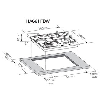  Варочная поверхность Zorg HAG61 FDW WH 