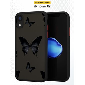  Чехол DesignOnCase для iPhone XR (Айфон ХР), противоударный, с защитой камеры, Бабочки ч/б 