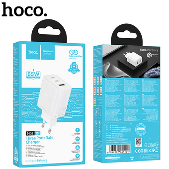  Сетевой Адаптер HOCO N51 Scenery PD65W(2C1A) charger (EU) White 