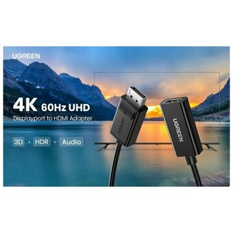  Кабель UGREEN MM137 70694 DP To HDMI Female Converter 4K*2K 60HZ 25cm Black 