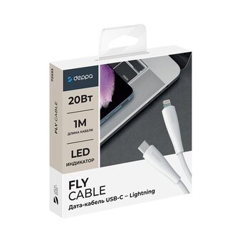  USB кабель Deppa 72533 Fly Type-C-Lightning White (1м) 