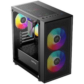  Корпус XASTRA A305M 3FRGB Black (A305M-2FC14F-1FC12F) mATX/Mesh/ tempered glass / 2x140mm + 1x120mm FRGB fans 