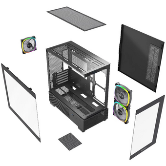  Корпус Powercase Vision Micro M3B (CVMMB-A3), Tempered Glass, 3x 120mm ARGB PWM Fan, чёрный, mATX 