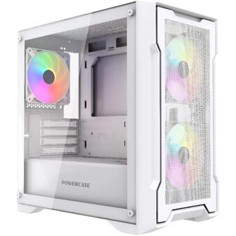  Корпус Powercase Mistral Micro X3W ARGB (CMMXW-A3), Tempered Glass, 3x 120mm ARGB PWM Fan, белый, mATX 